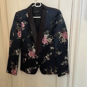 Zara Satin textured, embroidered blazer